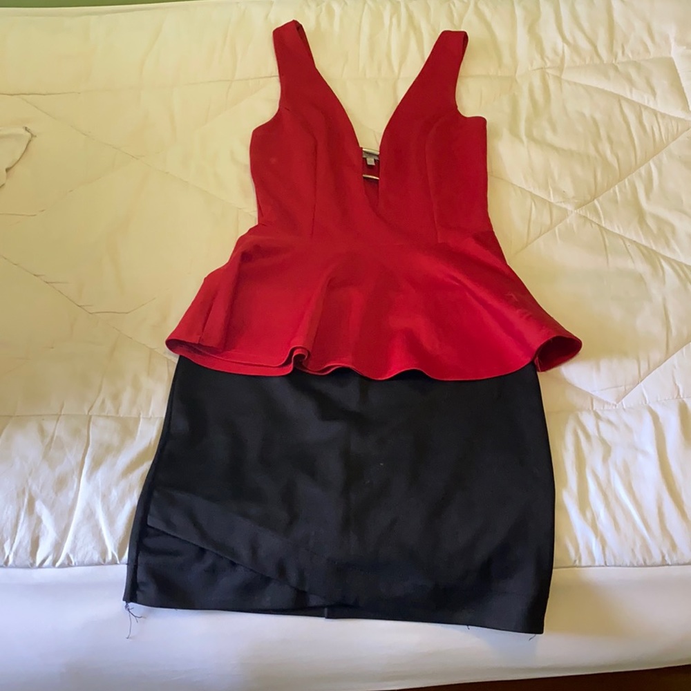 H&M mini skirt and Charlotte Russe peplum top
